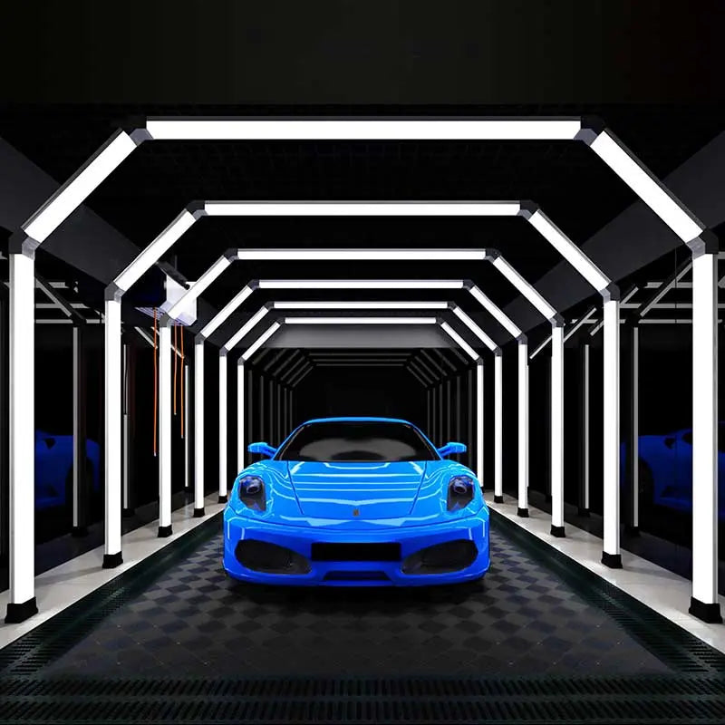Tunnel illuminazione LED professionale 6500K, luci per officina auto e detailing, CRI>90, anti-sfarfallio, alta luminosità, DC24V AC100-240V