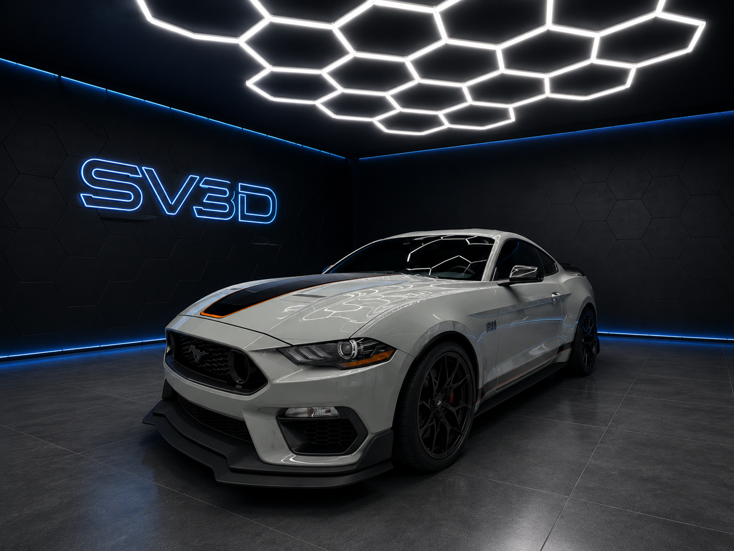 Iluminación para el cuidado del coche en el garaje con forma de panal: máxima luminosidad y diseño exclusivo